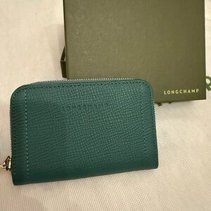 Longchamp Mailbox Green Leather Wallet
